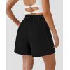 imagePRETTYGARDEN Shorts for Women Dressy 2025 Summer Elastic High Waisted Wide Leg Business Casual Work Shorts with PocketsBlack