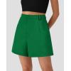 imagePRETTYGARDEN Shorts for Women Dressy 2025 Summer Elastic High Waisted Wide Leg Business Casual Work Shorts with PocketsGreen