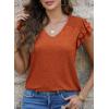 imagePRETTYGARDEN Summer Tops for Women 2025 Spring Trendy Fashion Clothes Casual Ruffle V Neck Short Sleeve Shirts BlousesBrick Red