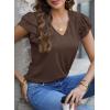 imagePRETTYGARDEN Summer Tops for Women 2025 Spring Trendy Fashion Clothes Casual Ruffle V Neck Short Sleeve Shirts BlousesCoffee