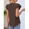 imagePRETTYGARDEN Summer Tops for Women 2025 Spring Trendy Fashion Clothes Casual Ruffle V Neck Short Sleeve Shirts BlousesCoffee