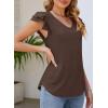 imagePRETTYGARDEN Summer Tops for Women 2025 Spring Trendy Fashion Clothes Casual Ruffle V Neck Short Sleeve Shirts BlousesCoffee