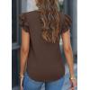imagePRETTYGARDEN Summer Tops for Women 2025 Spring Trendy Fashion Clothes Casual Ruffle V Neck Short Sleeve Shirts BlousesCoffee
