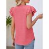 imagePRETTYGARDEN Summer Tops for Women 2025 Spring Trendy Fashion Clothes Casual Ruffle V Neck Short Sleeve Shirts BlousesCoral Red