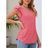 imagePRETTYGARDEN Summer Tops for Women 2025 Spring Trendy Fashion Clothes Casual Ruffle V Neck Short Sleeve Shirts BlousesCoral Red
