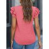 imagePRETTYGARDEN Summer Tops for Women 2025 Spring Trendy Fashion Clothes Casual Ruffle V Neck Short Sleeve Shirts BlousesCoral Red
