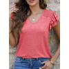 imagePRETTYGARDEN Summer Tops for Women 2025 Spring Trendy Fashion Clothes Casual Ruffle V Neck Short Sleeve Shirts BlousesCoral Red