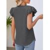imagePRETTYGARDEN Summer Tops for Women 2025 Spring Trendy Fashion Clothes Casual Ruffle V Neck Short Sleeve Shirts BlousesDark Grey