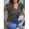 imagePRETTYGARDEN Summer Tops for Women 2025 Spring Trendy Fashion Clothes Casual Ruffle V Neck Short Sleeve Shirts BlousesDark Grey