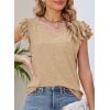 imagePRETTYGARDEN Summer Tops for Women 2025 Spring Trendy Fashion Clothes Casual Ruffle V Neck Short Sleeve Shirts BlousesKhaki