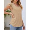 imagePRETTYGARDEN Summer Tops for Women 2025 Spring Trendy Fashion Clothes Casual Ruffle V Neck Short Sleeve Shirts BlousesKhaki