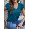 imagePRETTYGARDEN Summer Tops for Women 2025 Spring Trendy Fashion Clothes Casual Ruffle V Neck Short Sleeve Shirts BlousesLake Blue