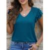 imagePRETTYGARDEN Summer Tops for Women 2025 Spring Trendy Fashion Clothes Casual Ruffle V Neck Short Sleeve Shirts BlousesLake Blue