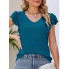 imagePRETTYGARDEN Summer Tops for Women 2025 Spring Trendy Fashion Clothes Casual Ruffle V Neck Short Sleeve Shirts BlousesLake Blue