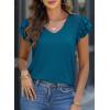 imagePRETTYGARDEN Summer Tops for Women 2025 Spring Trendy Fashion Clothes Casual Ruffle V Neck Short Sleeve Shirts BlousesLake Blue