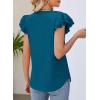 imagePRETTYGARDEN Summer Tops for Women 2025 Spring Trendy Fashion Clothes Casual Ruffle V Neck Short Sleeve Shirts BlousesLake Blue