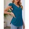 imagePRETTYGARDEN Summer Tops for Women 2025 Spring Trendy Fashion Clothes Casual Ruffle V Neck Short Sleeve Shirts BlousesLake Blue