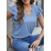 imagePRETTYGARDEN Summer Tops for Women 2025 Spring Trendy Fashion Clothes Casual Ruffle V Neck Short Sleeve Shirts BlousesLight Blue