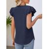 imagePRETTYGARDEN Summer Tops for Women 2025 Spring Trendy Fashion Clothes Casual Ruffle V Neck Short Sleeve Shirts BlousesNavy