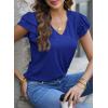 imagePRETTYGARDEN Summer Tops for Women 2025 Spring Trendy Fashion Clothes Casual Ruffle V Neck Short Sleeve Shirts BlousesRoyal Blue