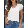 imagePRETTYGARDEN Summer Tops for Women 2025 Spring Trendy Fashion Clothes Casual Ruffle V Neck Short Sleeve Shirts BlousesWhite
