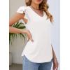 imagePRETTYGARDEN Summer Tops for Women 2025 Spring Trendy Fashion Clothes Casual Ruffle V Neck Short Sleeve Shirts BlousesWhite