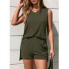 imagePRETTYGARDEN Womens 2025 Summer 2 Piece Lounge Sets V Neck Long Tank Tops High Waisted Shorts Loose Fit Matching OutfitsArmy Green