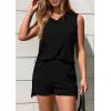 imagePRETTYGARDEN Womens 2025 Summer 2 Piece Lounge Sets V Neck Long Tank Tops High Waisted Shorts Loose Fit Matching OutfitsBlack