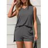imagePRETTYGARDEN Womens 2025 Summer 2 Piece Lounge Sets V Neck Long Tank Tops High Waisted Shorts Loose Fit Matching OutfitsDark Grey