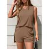 imagePRETTYGARDEN Womens 2025 Summer 2 Piece Lounge Sets V Neck Long Tank Tops High Waisted Shorts Loose Fit Matching OutfitsKhaki
