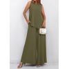 imagePRETTYGARDEN Womens 2025 Two Piece Matching Lounge Sets Asymmetrical Split Tank Tops Wide Leg Pants Summer Outfits TracksuitArmy Green