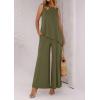 imagePRETTYGARDEN Womens 2025 Two Piece Matching Lounge Sets Asymmetrical Split Tank Tops Wide Leg Pants Summer Outfits TracksuitArmy Green