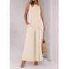 imagePRETTYGARDEN Womens 2025 Two Piece Matching Lounge Sets Asymmetrical Split Tank Tops Wide Leg Pants Summer Outfits TracksuitBeige