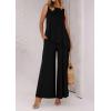imagePRETTYGARDEN Womens 2025 Two Piece Matching Lounge Sets Asymmetrical Split Tank Tops Wide Leg Pants Summer Outfits TracksuitBlack