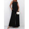 imagePRETTYGARDEN Womens 2025 Two Piece Matching Lounge Sets Asymmetrical Split Tank Tops Wide Leg Pants Summer Outfits TracksuitBlack