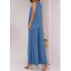 imagePRETTYGARDEN Womens 2025 Two Piece Matching Lounge Sets Asymmetrical Split Tank Tops Wide Leg Pants Summer Outfits TracksuitBlue