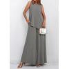 imagePRETTYGARDEN Womens 2025 Two Piece Matching Lounge Sets Asymmetrical Split Tank Tops Wide Leg Pants Summer Outfits TracksuitGrey