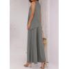 imagePRETTYGARDEN Womens 2025 Two Piece Matching Lounge Sets Asymmetrical Split Tank Tops Wide Leg Pants Summer Outfits TracksuitGrey