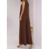 imagePRETTYGARDEN Womens 2025 Two Piece Matching Lounge Sets Asymmetrical Split Tank Tops Wide Leg Pants Summer Outfits TracksuitLight Coffee