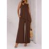 imagePRETTYGARDEN Womens 2025 Two Piece Matching Lounge Sets Asymmetrical Split Tank Tops Wide Leg Pants Summer Outfits TracksuitLight Coffee