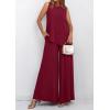imagePRETTYGARDEN Womens 2025 Two Piece Matching Lounge Sets Asymmetrical Split Tank Tops Wide Leg Pants Summer Outfits TracksuitWine Red