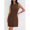 imagePRETTYGARDEN Womens Formal Short Dresses 2025 Summer Sleeveless Boat Neck A Line Elegant Mini Cocktail Party DressBrown