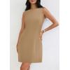 imagePRETTYGARDEN Womens Formal Short Dresses 2025 Summer Sleeveless Boat Neck A Line Elegant Mini Cocktail Party DressKhaki