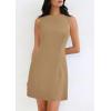 imagePRETTYGARDEN Womens Formal Short Dresses 2025 Summer Sleeveless Boat Neck A Line Elegant Mini Cocktail Party DressKhaki
