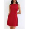 imagePRETTYGARDEN Womens Formal Short Dresses 2025 Summer Sleeveless Boat Neck A Line Elegant Mini Cocktail Party DressRed