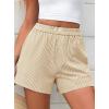 imagePRETTYGARDEN Womens Striped Boxer Shorts Summer 2025 Trendy Casual Elastic Waist Lounge Sleep Pajama Bottoms Beach ShortsStriped Apricot White