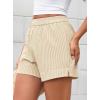 imagePRETTYGARDEN Womens Striped Boxer Shorts Summer 2025 Trendy Casual Elastic Waist Lounge Sleep Pajama Bottoms Beach ShortsStriped Apricot White