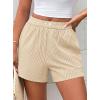 imagePRETTYGARDEN Womens Striped Boxer Shorts Summer 2025 Trendy Casual Elastic Waist Lounge Sleep Pajama Bottoms Beach ShortsStriped Apricot White