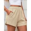 imagePRETTYGARDEN Womens Striped Boxer Shorts Summer 2025 Trendy Casual Elastic Waist Lounge Sleep Pajama Bottoms Beach ShortsStriped Apricot White