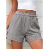 imagePRETTYGARDEN Womens Striped Boxer Shorts Summer 2025 Trendy Casual Elastic Waist Lounge Sleep Pajama Bottoms Beach ShortsStriped Black White